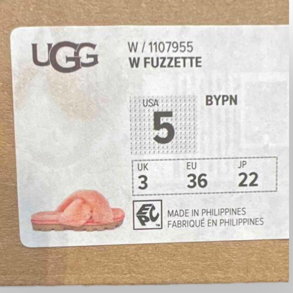 Ugg Fuzzette Beverly Pink Criss Cross Strap Fur Slippers Size 5 - Picture 12 of 12